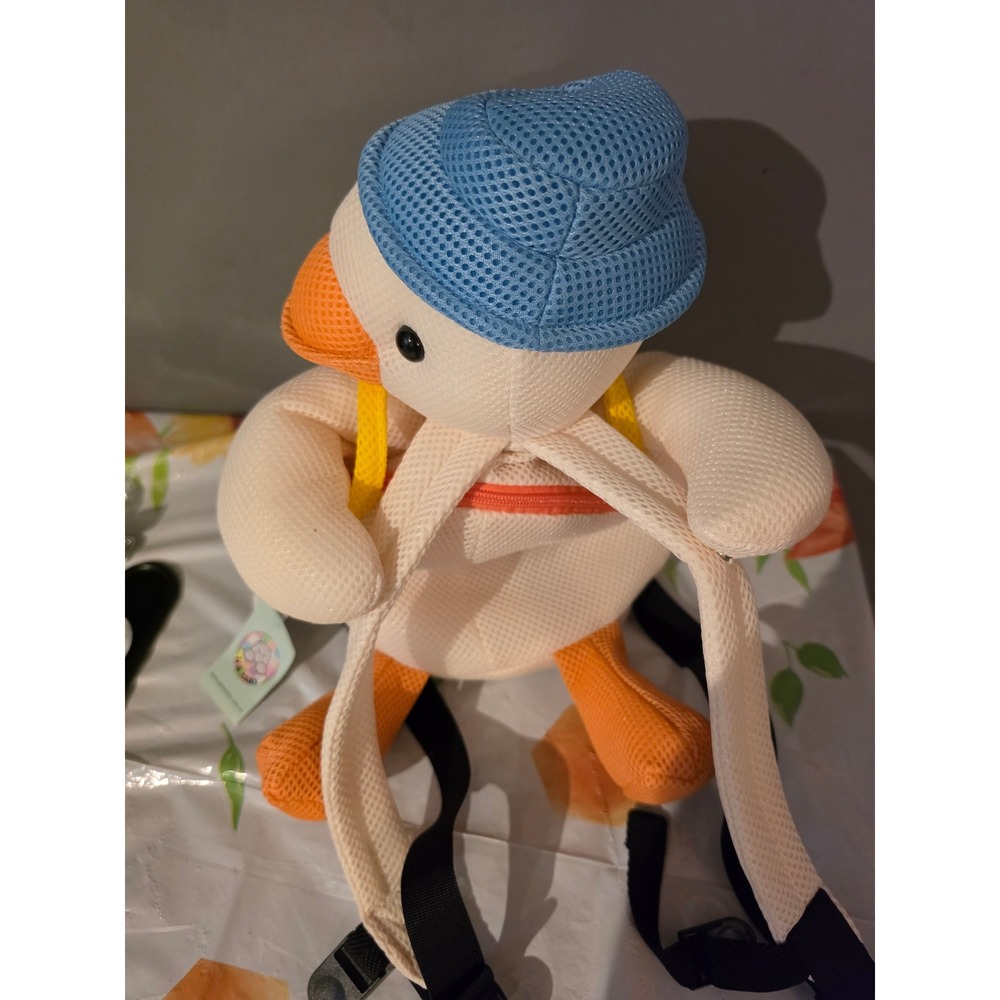 U&Yaby Plush Duck Mesh Backpack White Blue Hat Yellow Mini Bag NWT